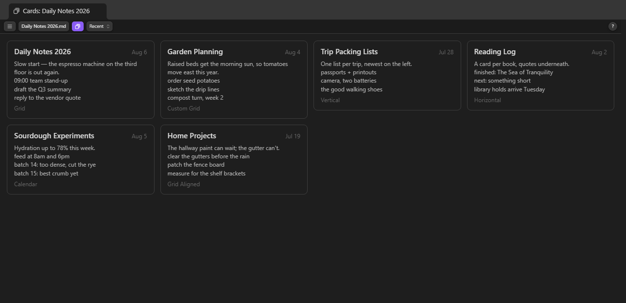 The Deck of note thumbnails