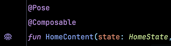 Pose's gutter icon in Android Studio, next to a @Pose-annotated composable