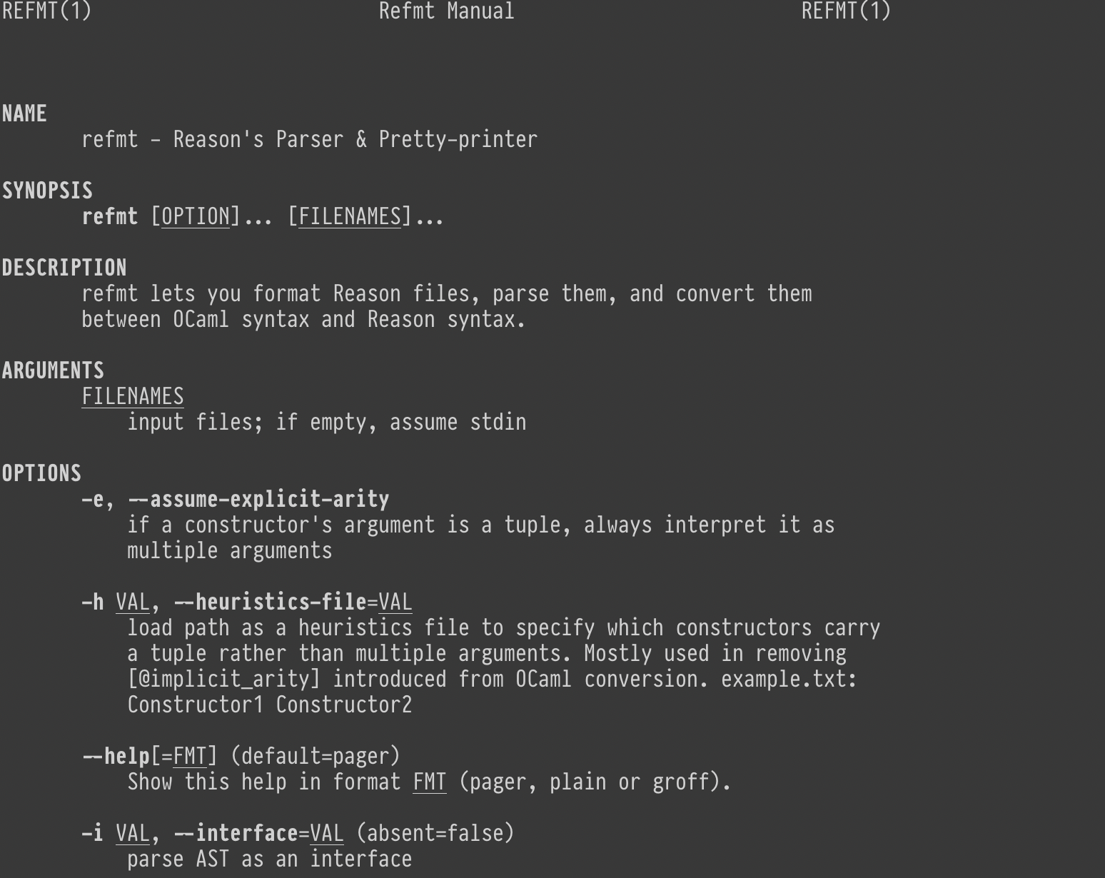 Example Command Line Help command line help