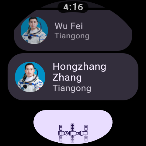 Wear OS list with ISS map edge button