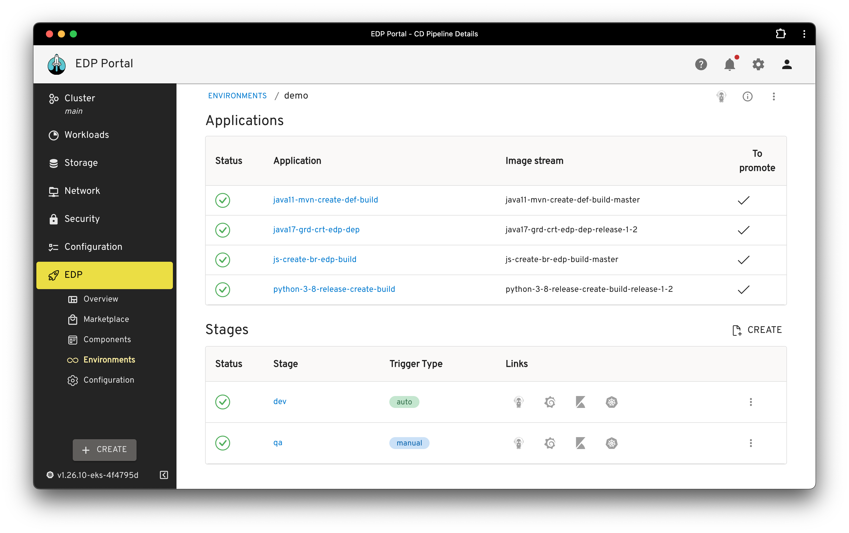 EDP CDPipeline page screenshot