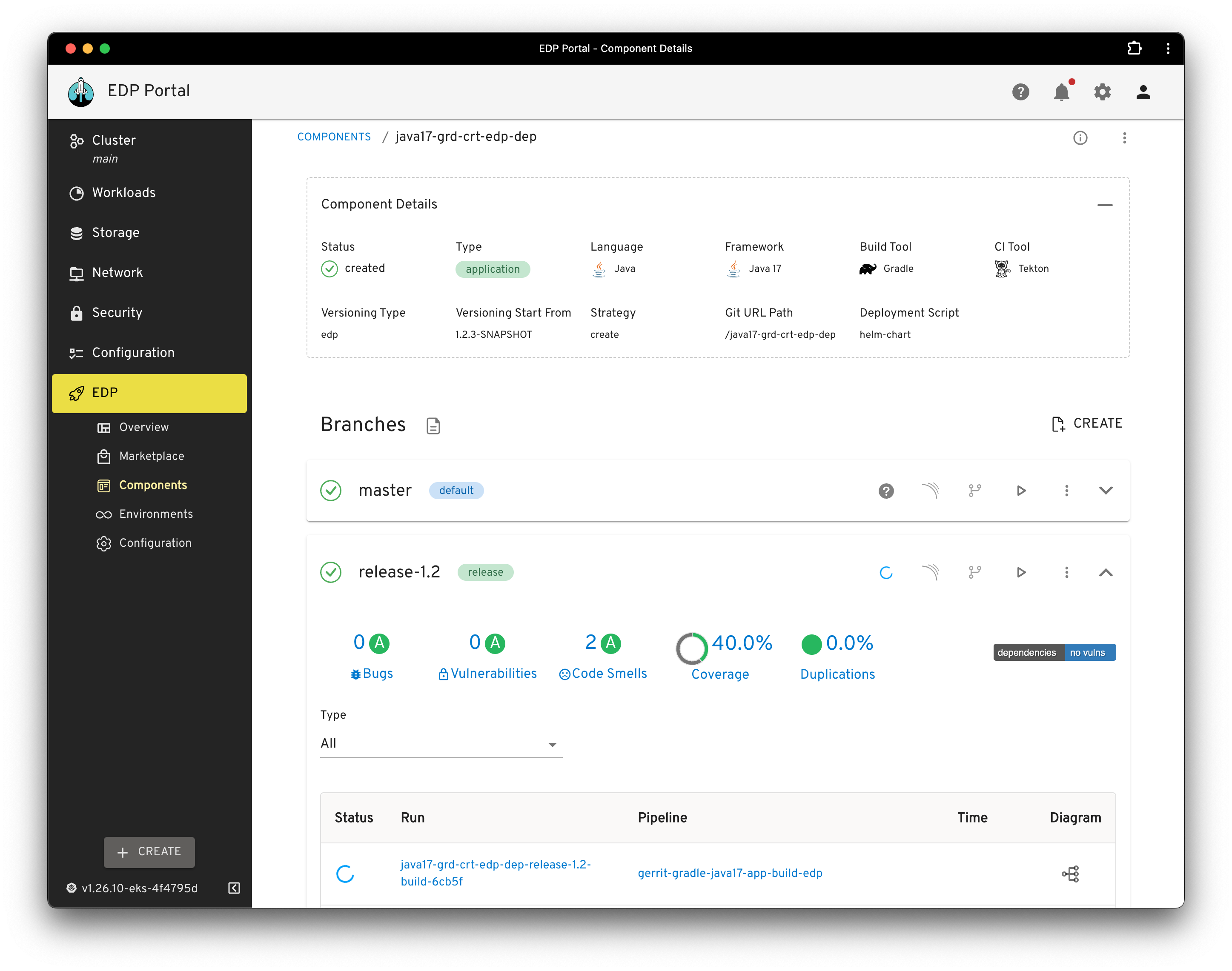 EDP Component page screenshot