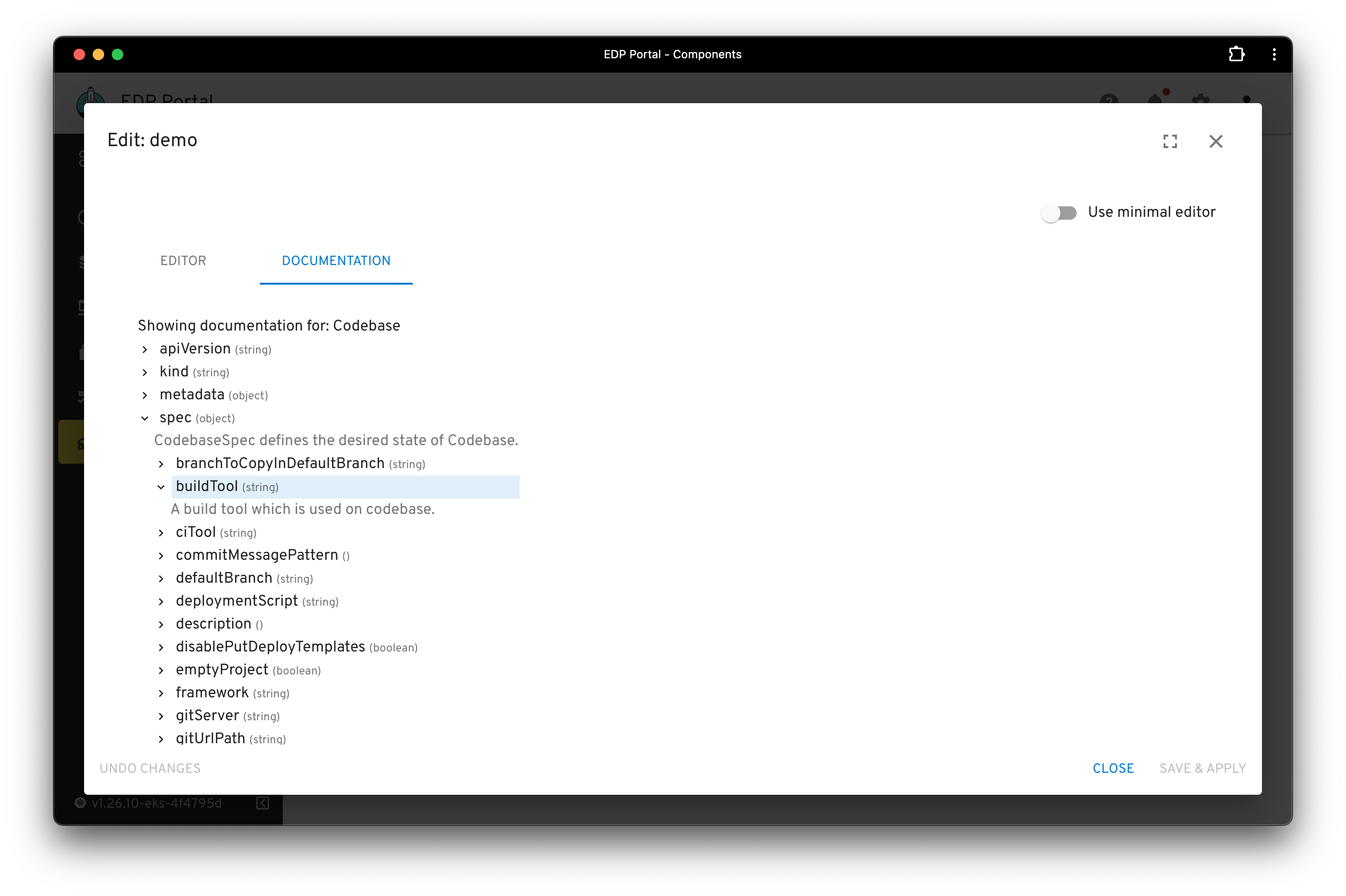 EDP Create Component Doc screenshot