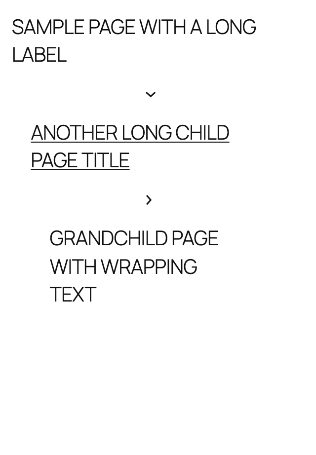 The same menu re-wrapped wider while the child item is hovered