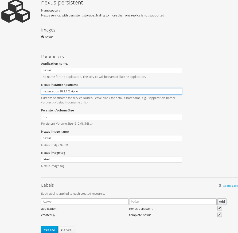 Create Nexus instance