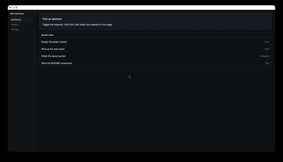 GPUI DevTools demo