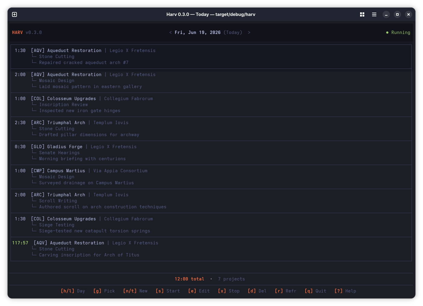 Harv TUI dashboard