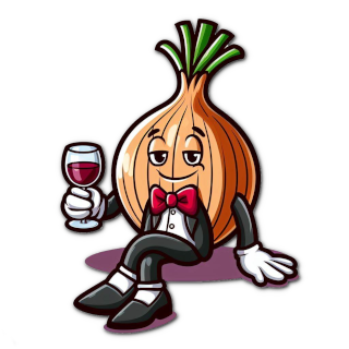 made with bing with: "onion with a tuxedo in comic style sitting down drinking wine not smiling" and butchered down by me.