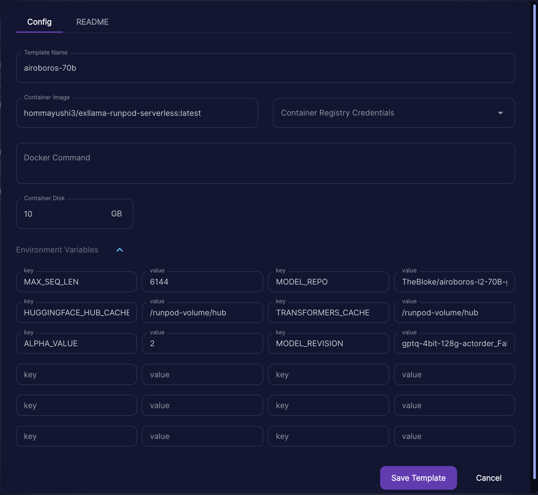 Airoboros 70B Template Configuration Example