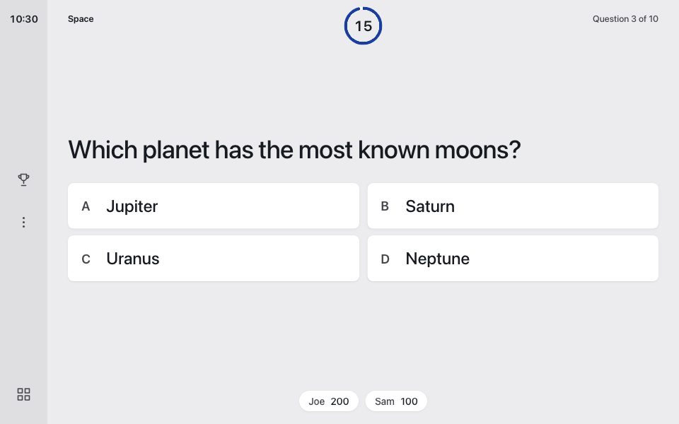 Trivia question with a countdown