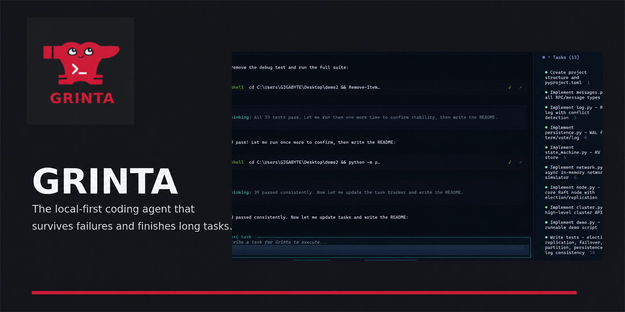 Grinta — reliable autonomous coding agent