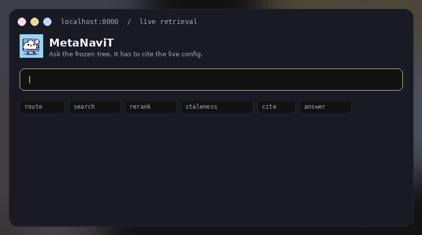 Illustrated MetaNaviT query and source-inspection workflow