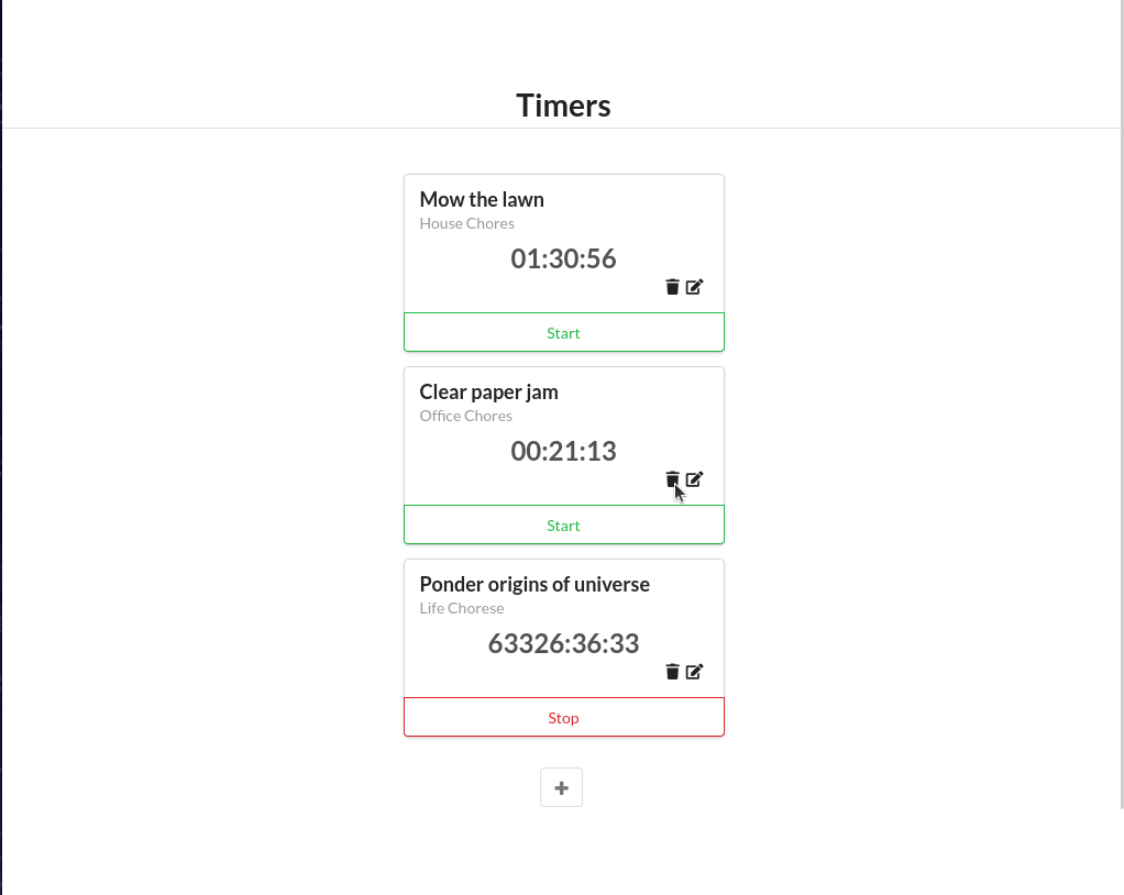 Demonstration GIF of Time Tracking App