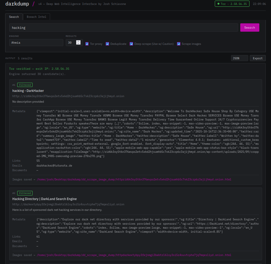 Darkdump example