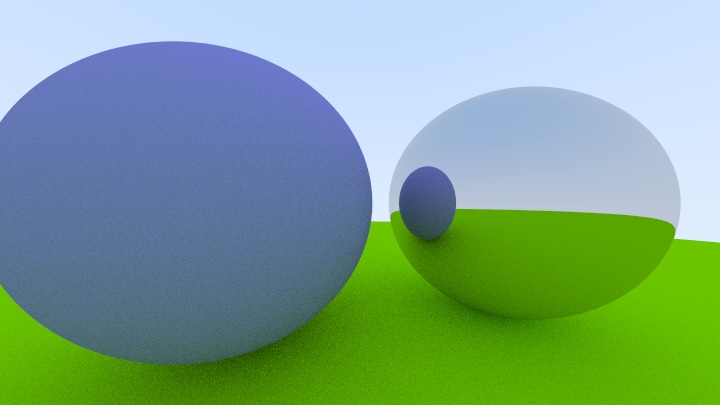 Reflective material, two spheres