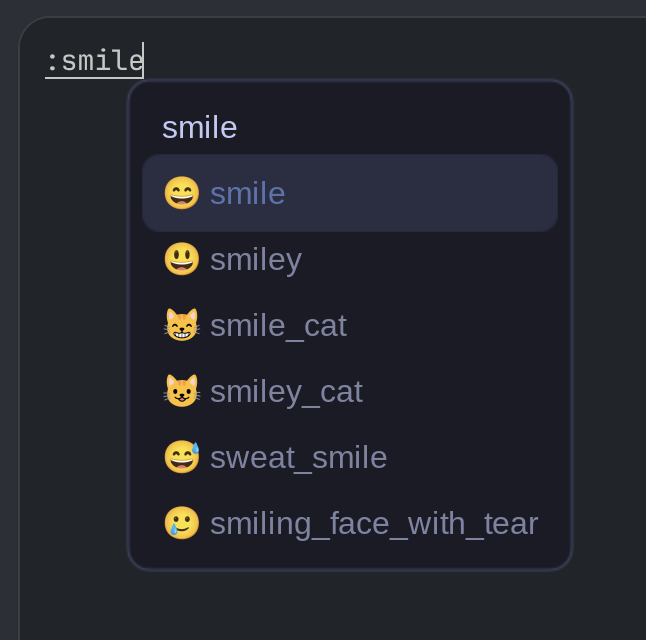 Quick Emoji searching for smile aliases