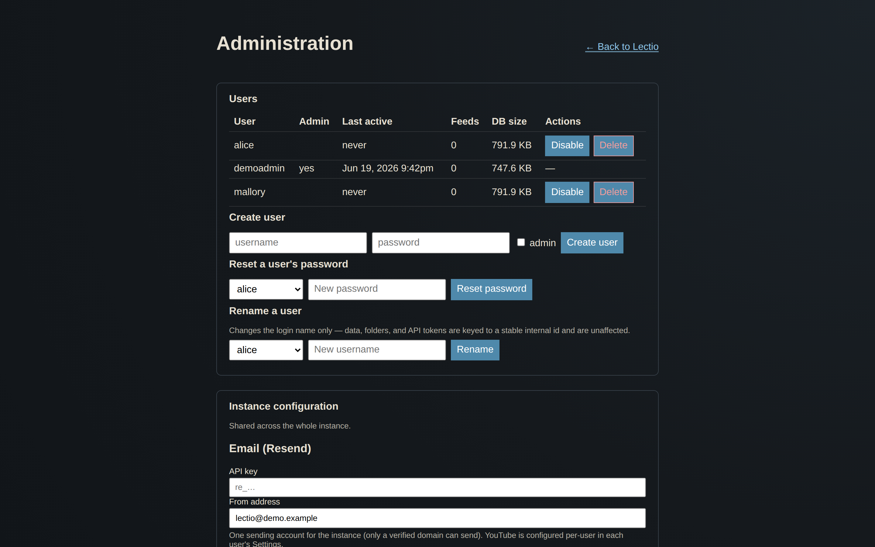Administration (multi-user)