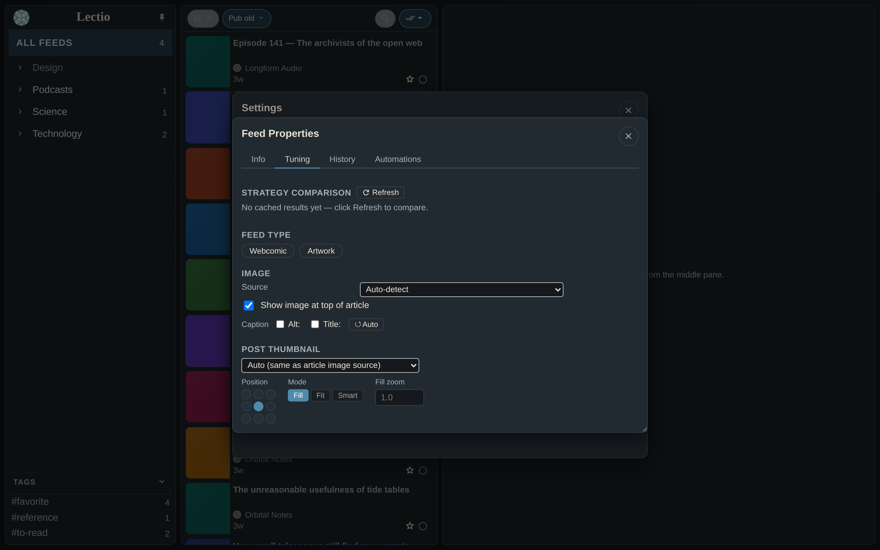 Feed Properties — Tuning
