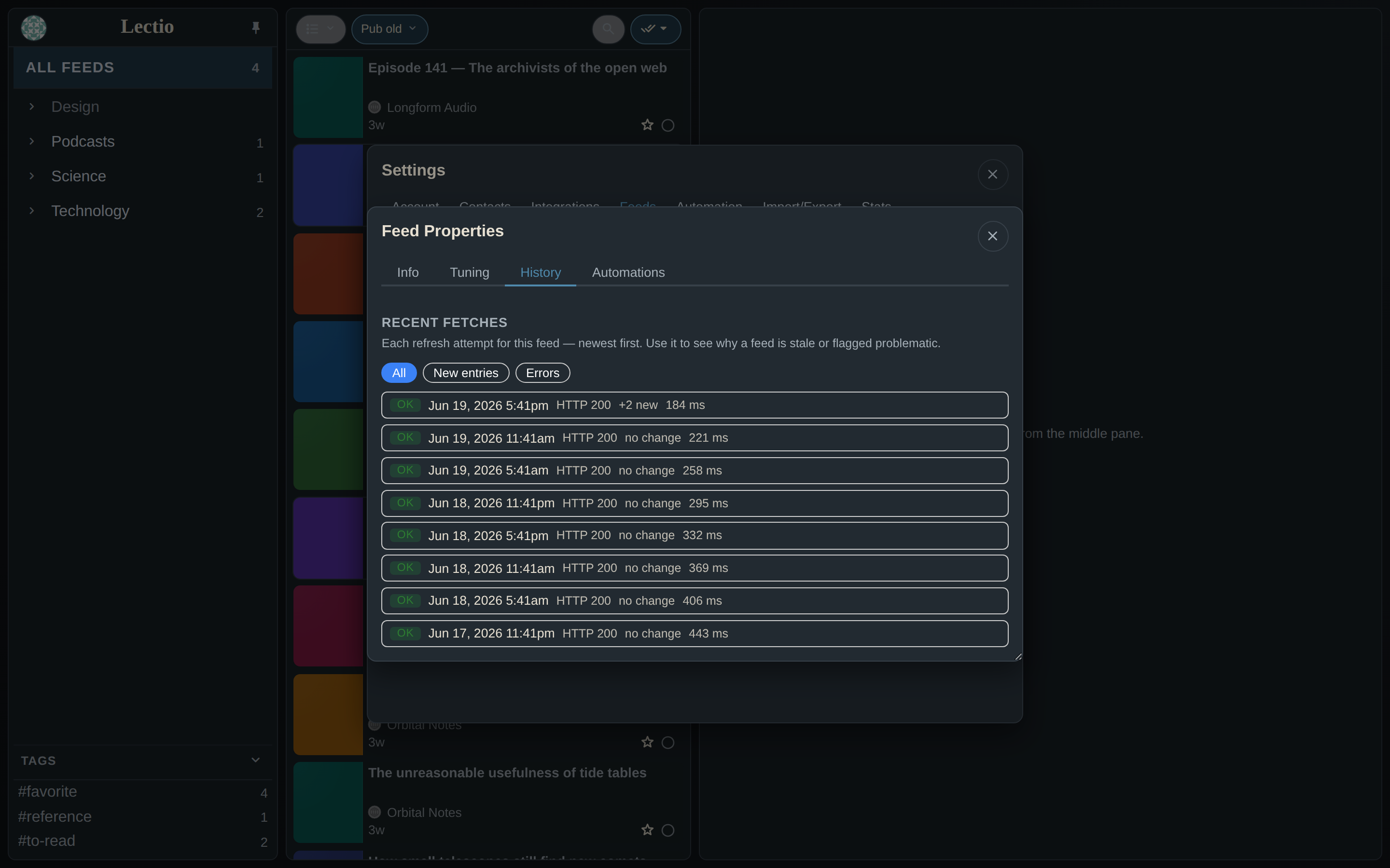 Feed Properties — History