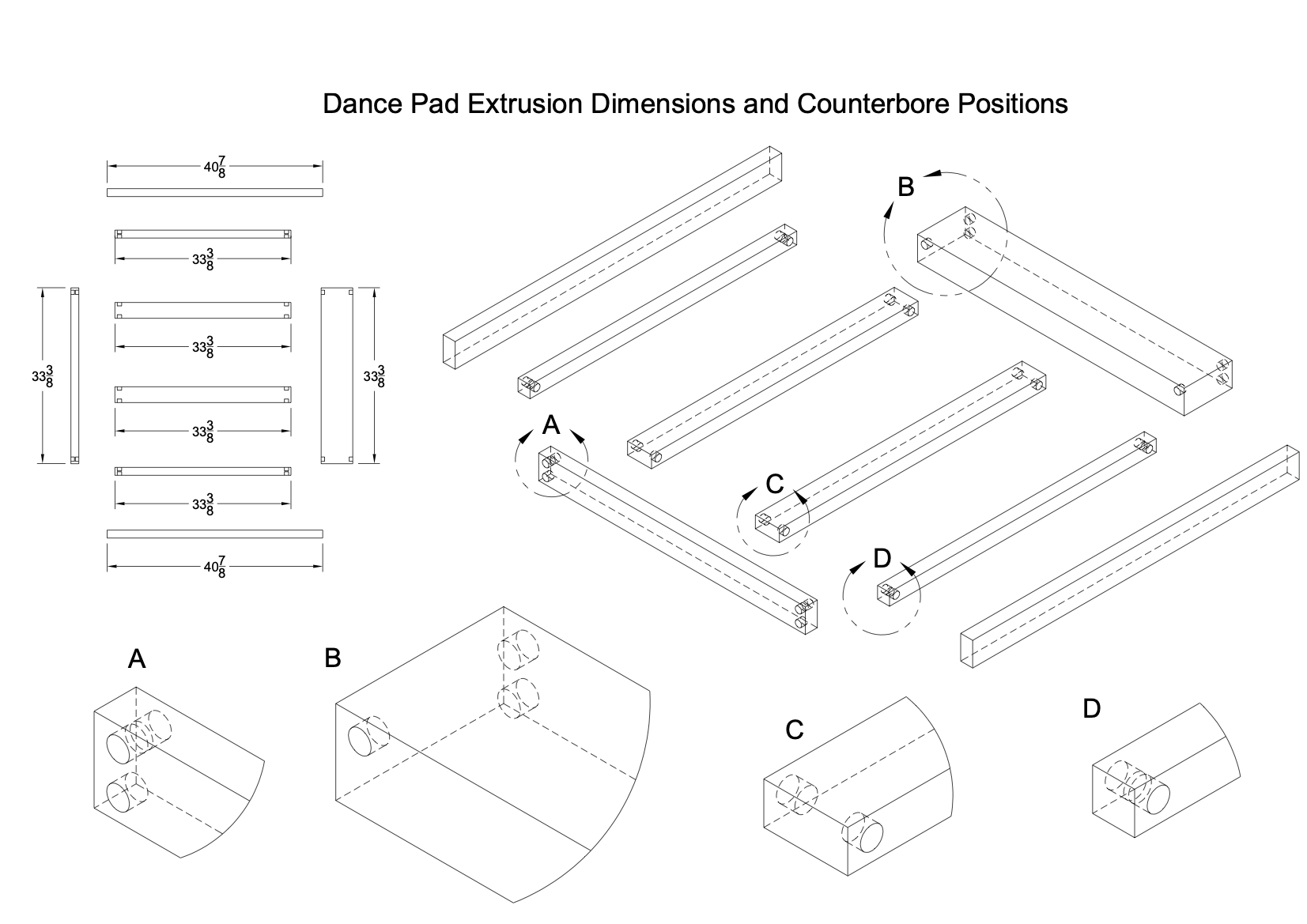 dimensions and counterbores drawing