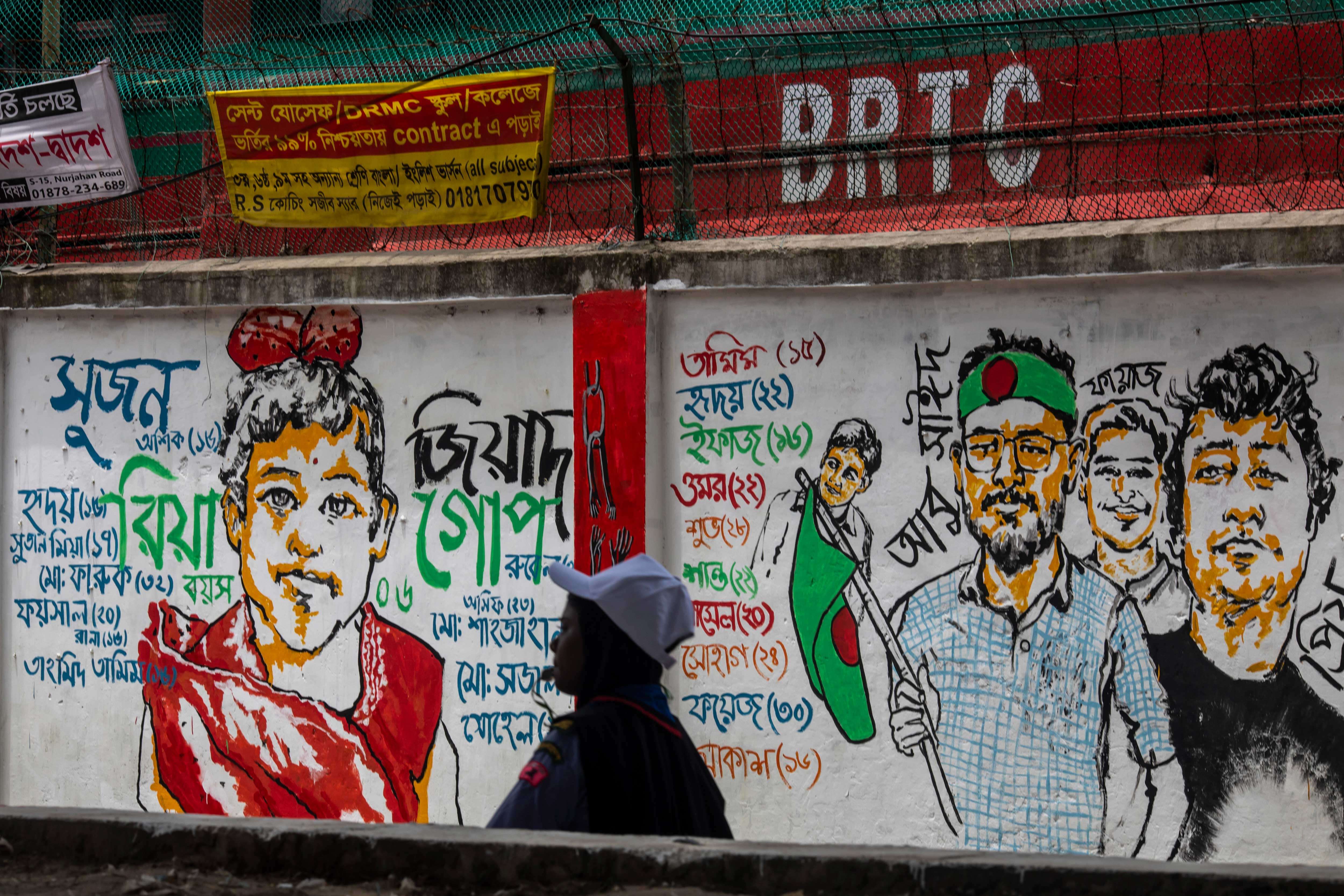 The walls are filled with protesters' face, poetry and art