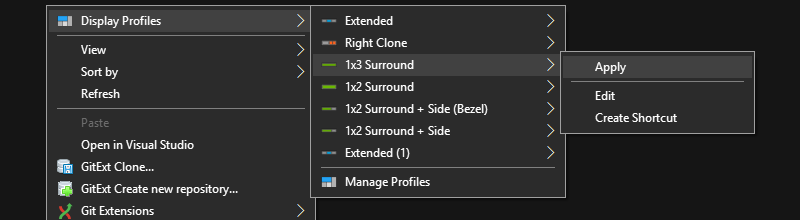 temporarily switch to a profile with application monitoring right click
