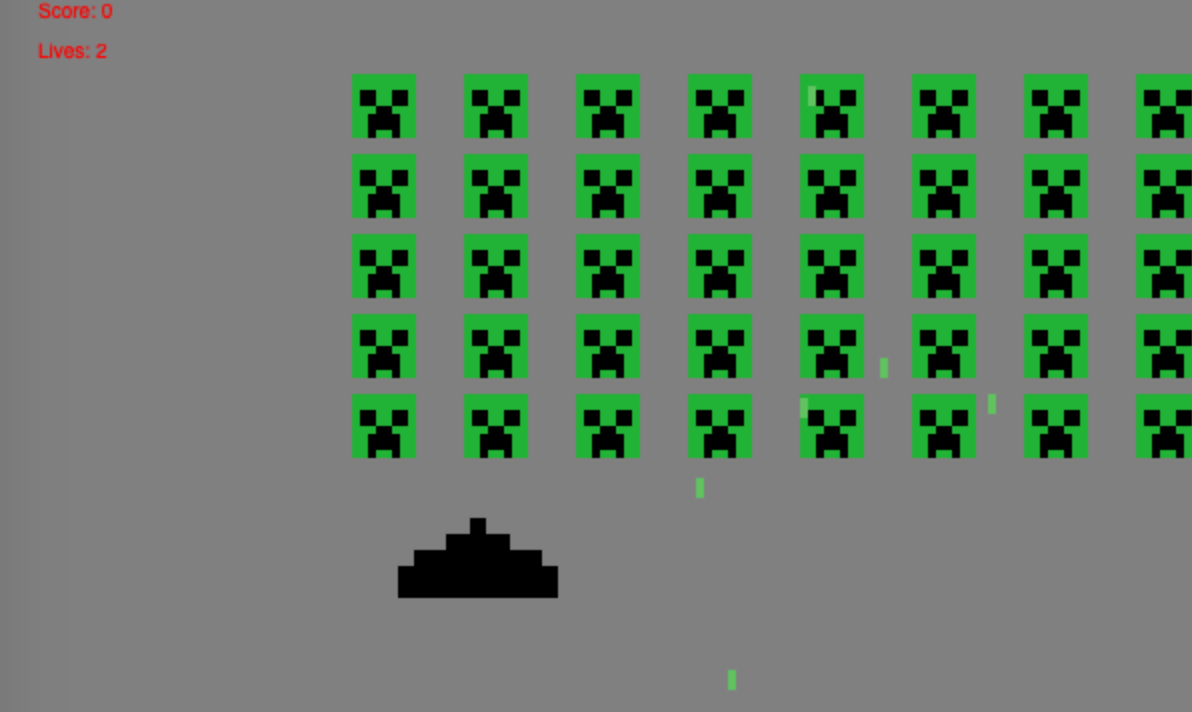 screenshot of space invaders clone