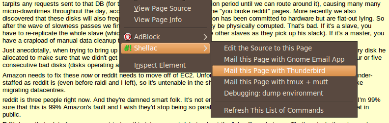 Shellac page context menu