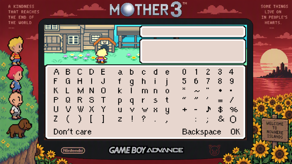 Tela de título de MOTHER 3 no Mother3Recomp