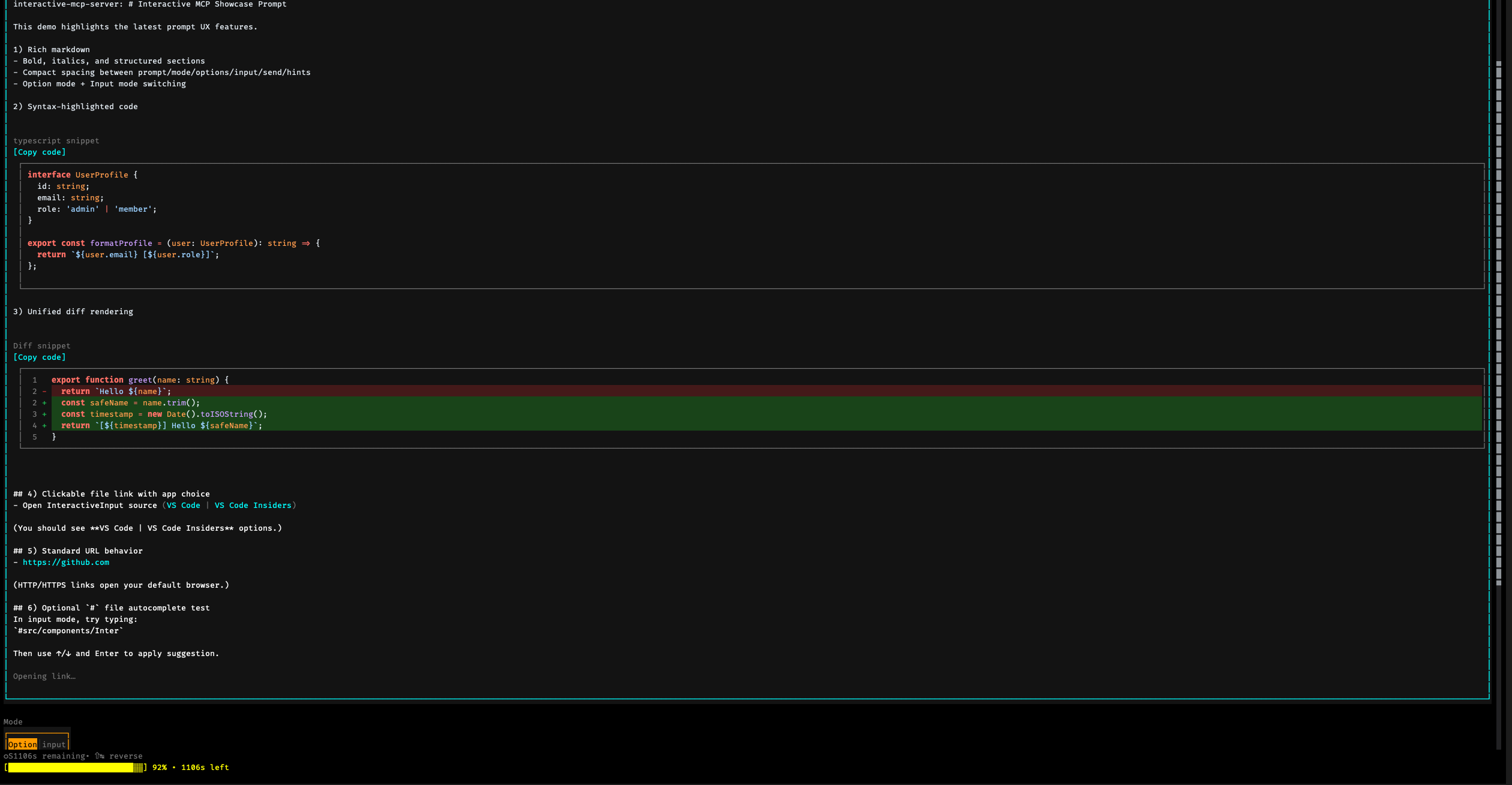 Interactive MCP screenshot