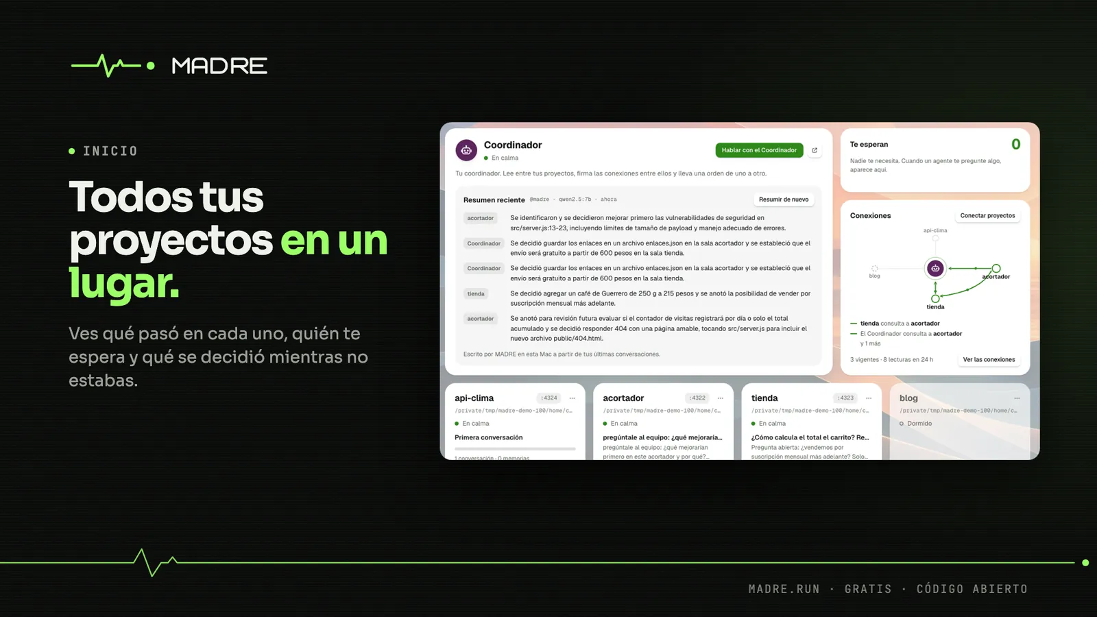 Inicio: todos tus proyectos en un lugar