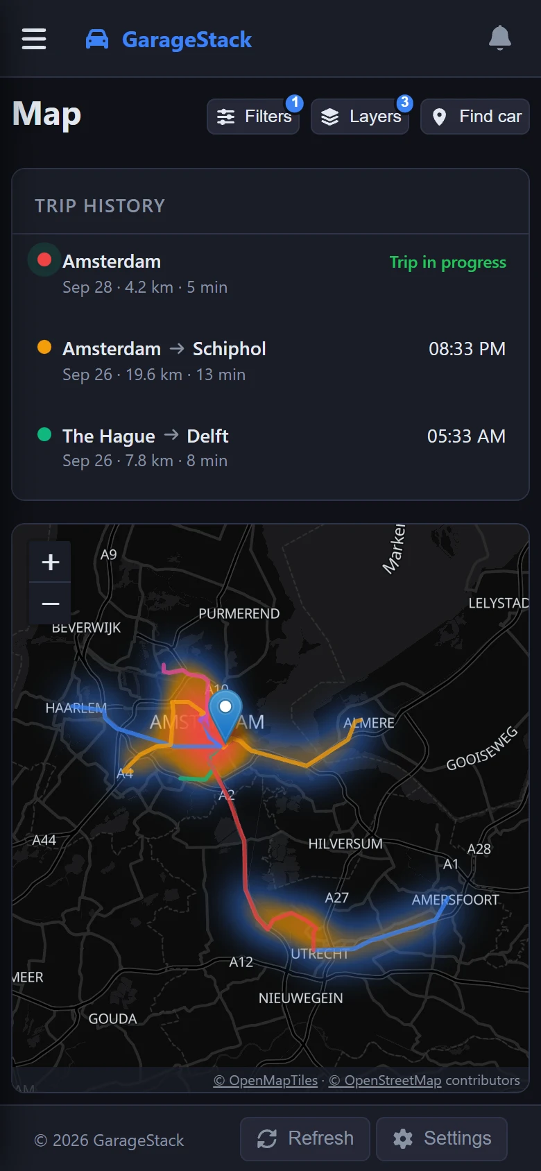 The map on a phone