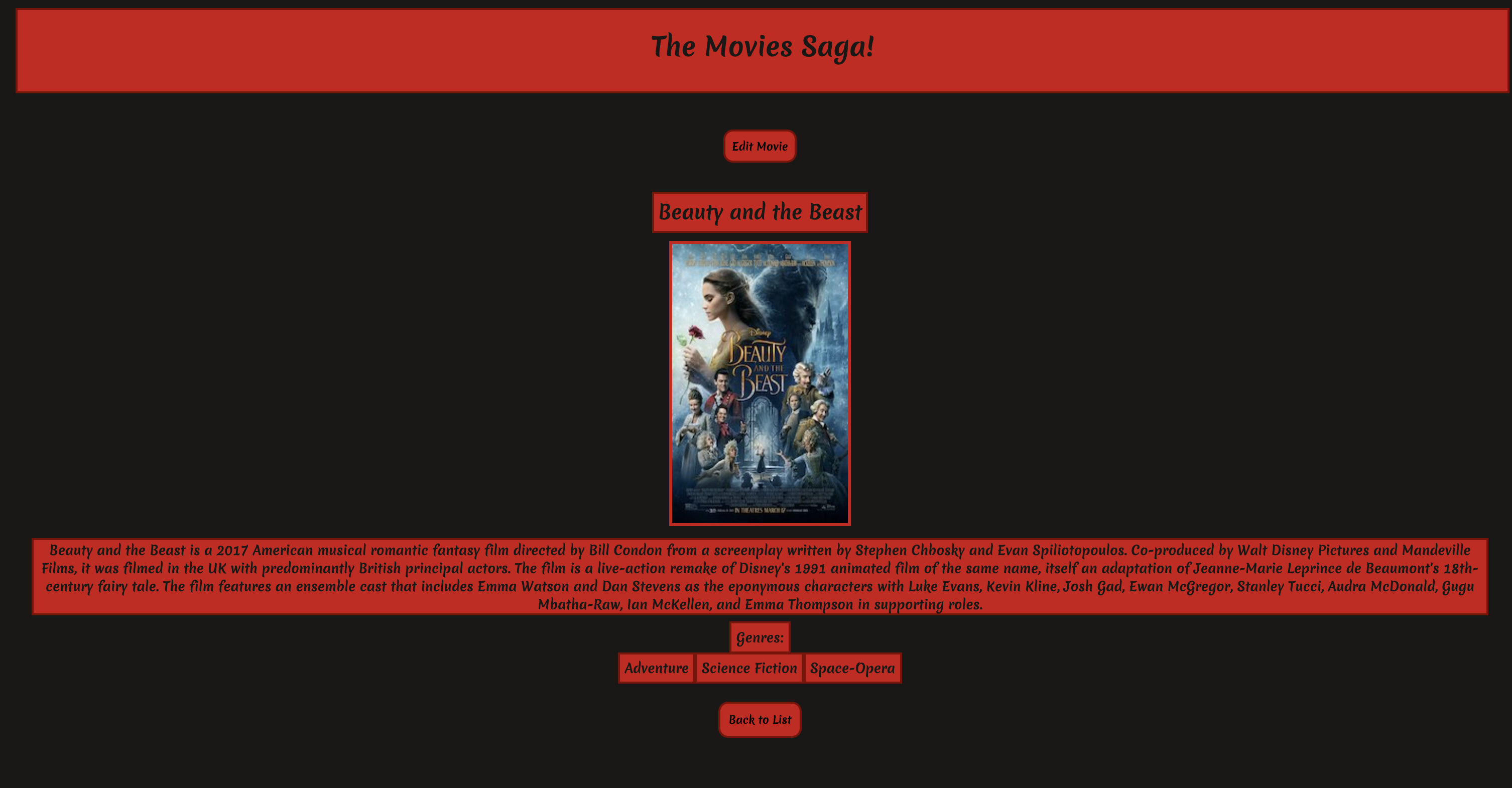 Movie Description Page