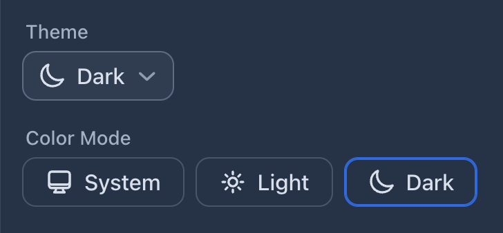 Screenshot of the theme select components with customized Lumo theme