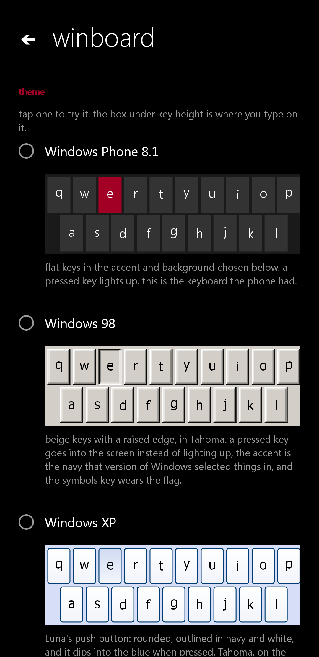 The theme page