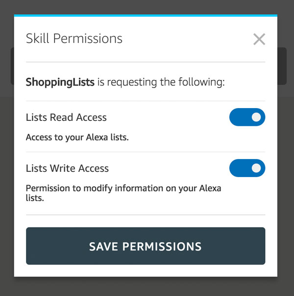 Update List Permissions in the Alexa App