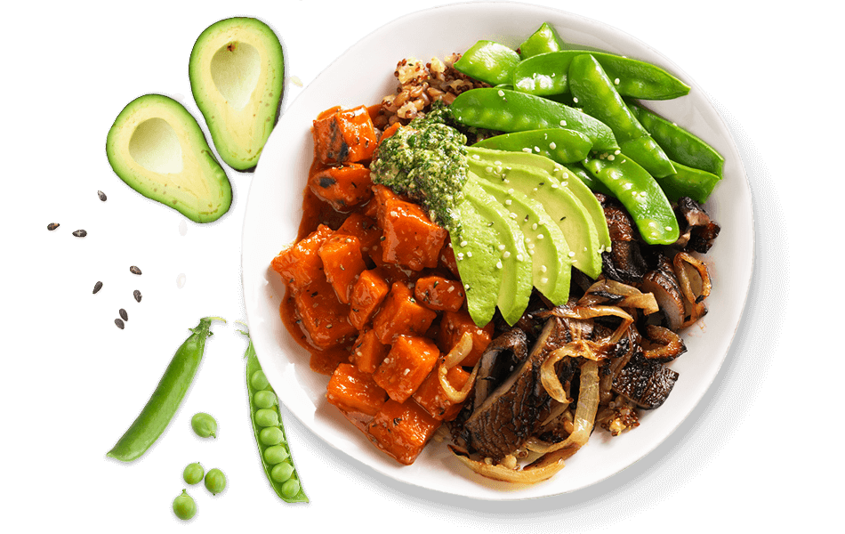 vegetable plate with peas and avocado