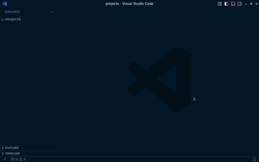 Creating a project from the Command Palette