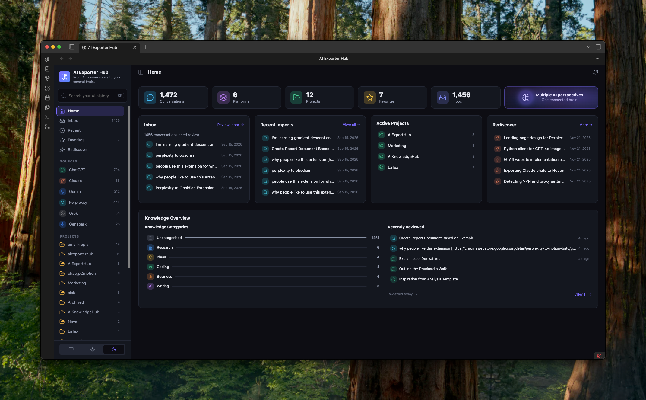 AI Exporter Hub home dashboard