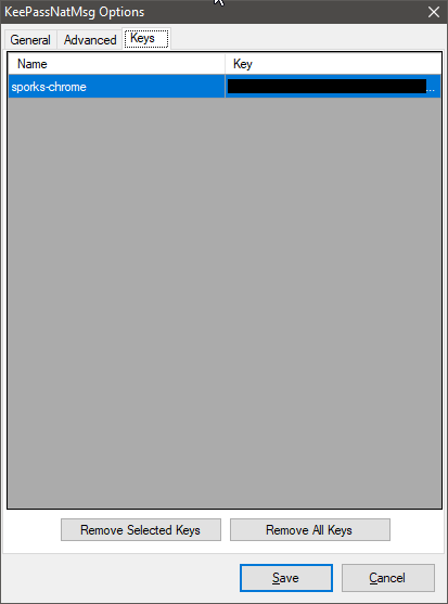 KeePassNatMsg Options Keys