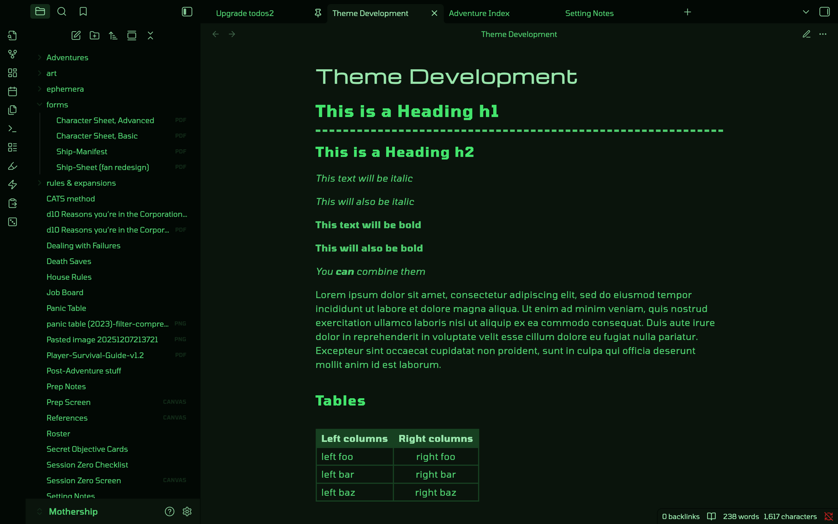 Theme preview