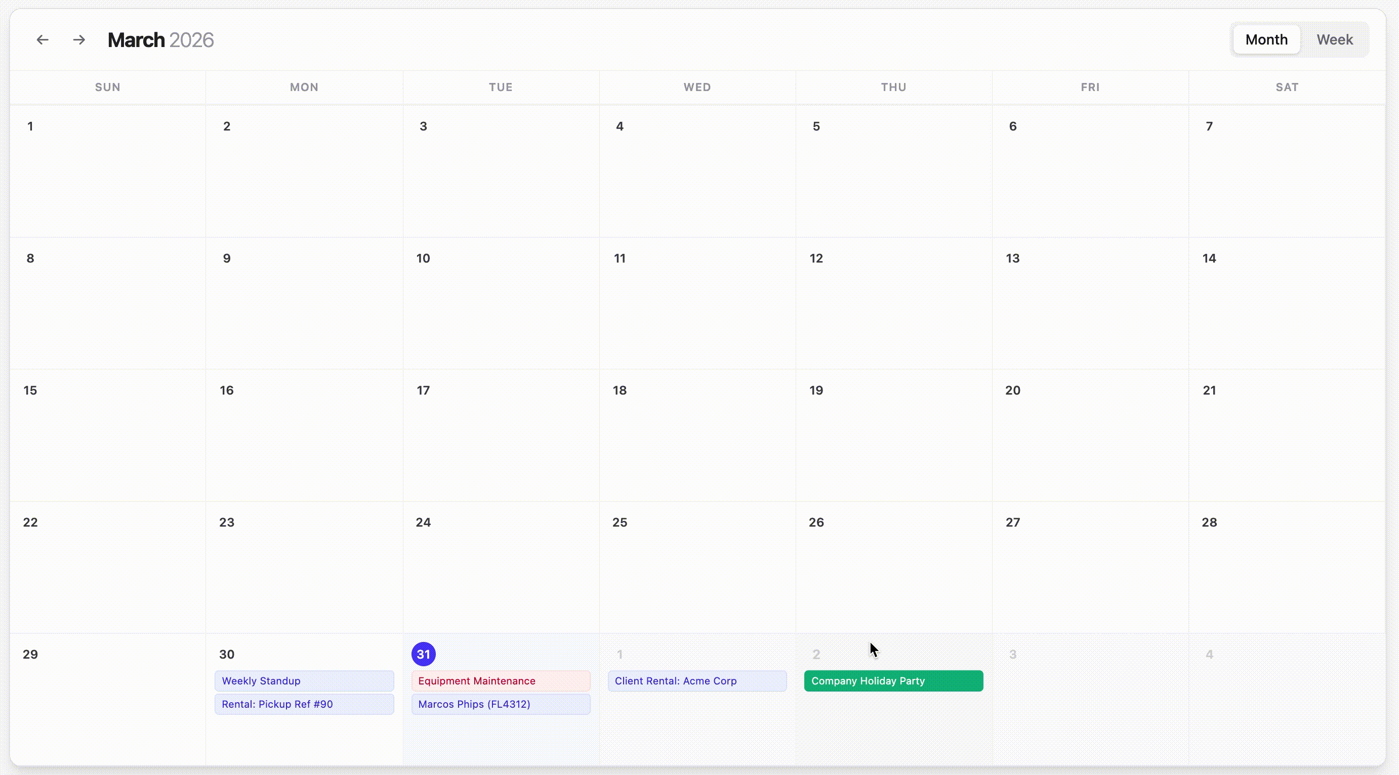 Calendar Demo