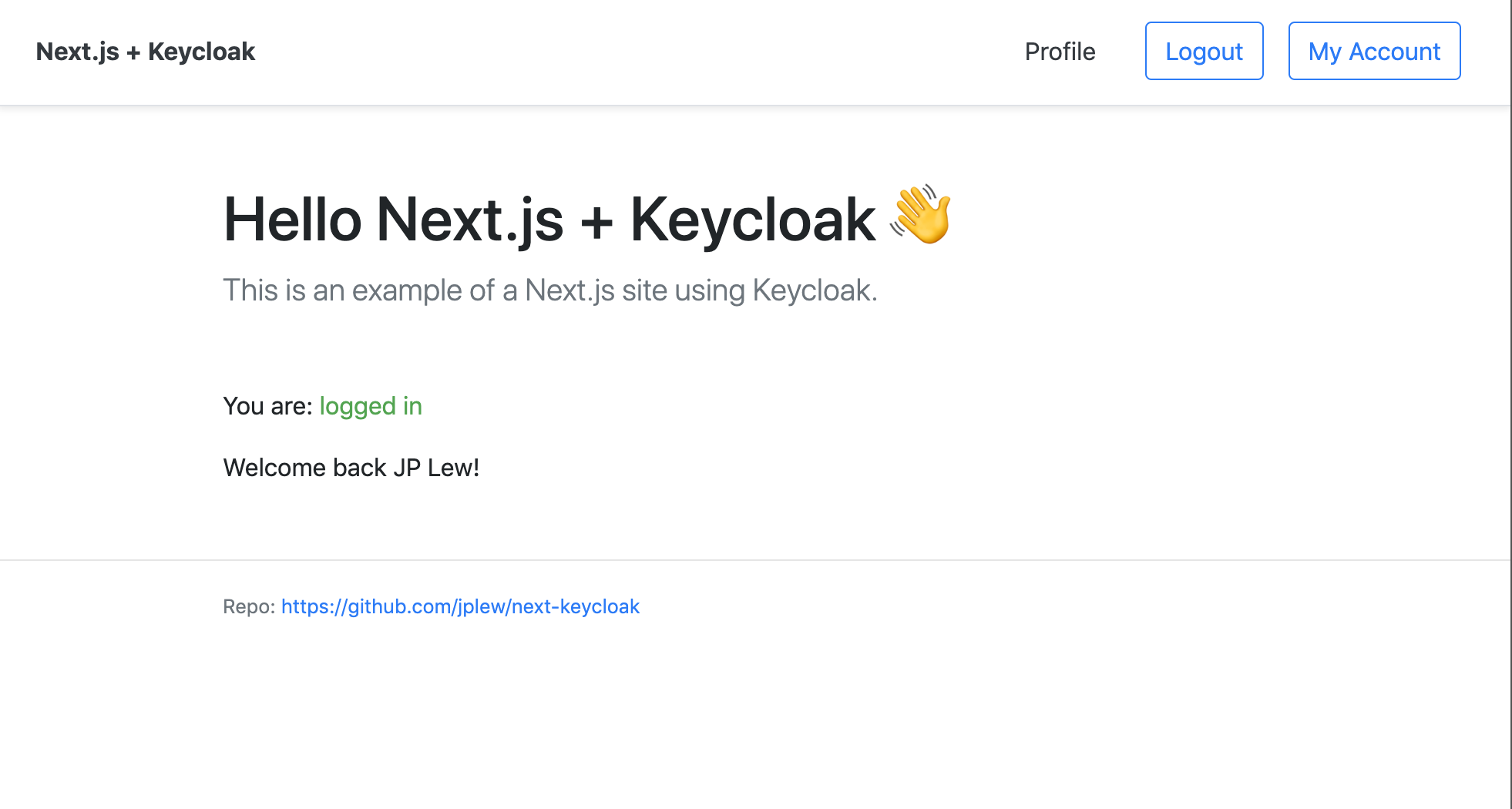Next.js + Keycloak screenshot