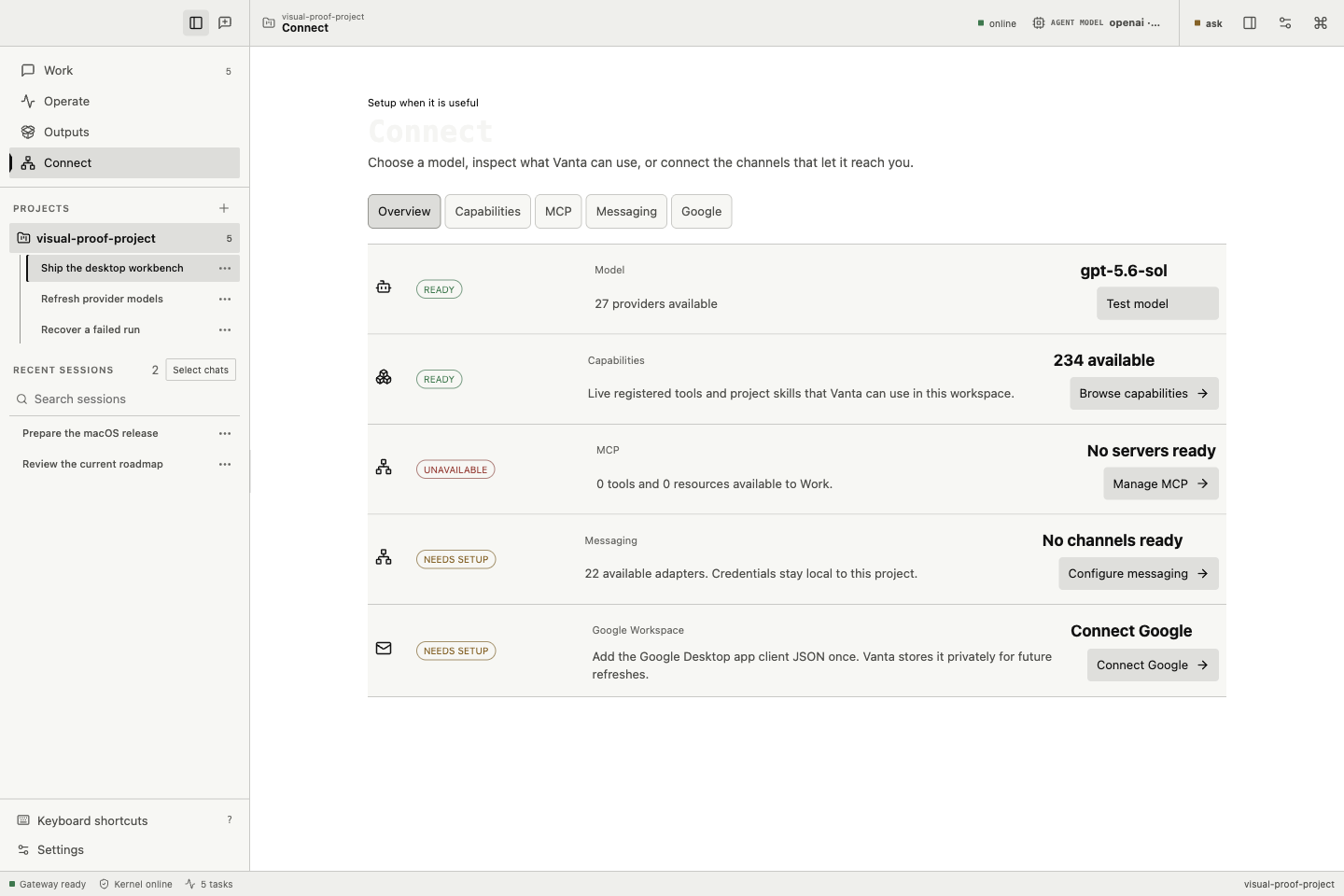 Vanta Desktop Connect view