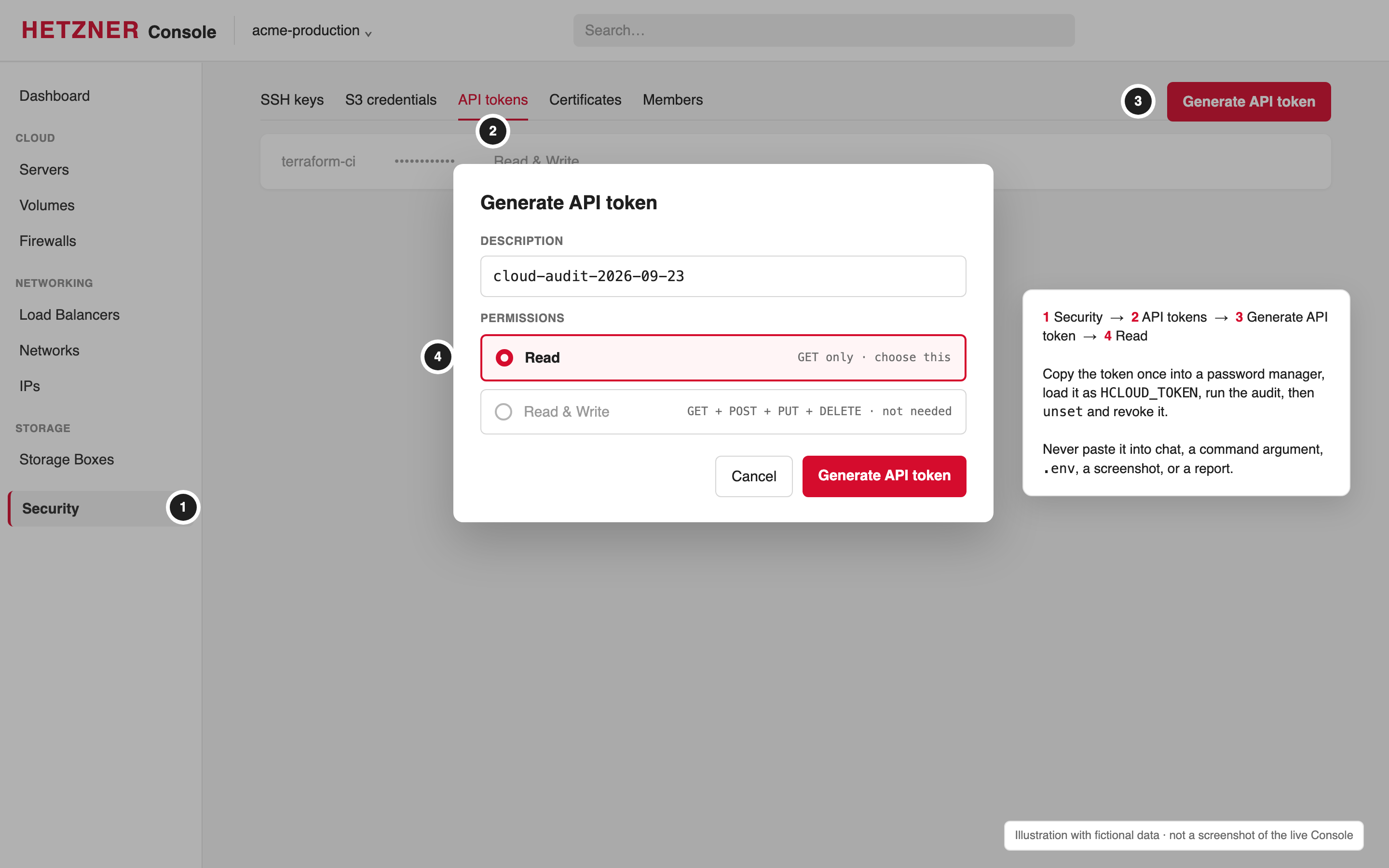 Token setup: Project → Security → API tokens → Read