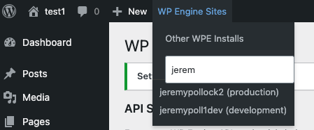 WP Engine Sites Menu