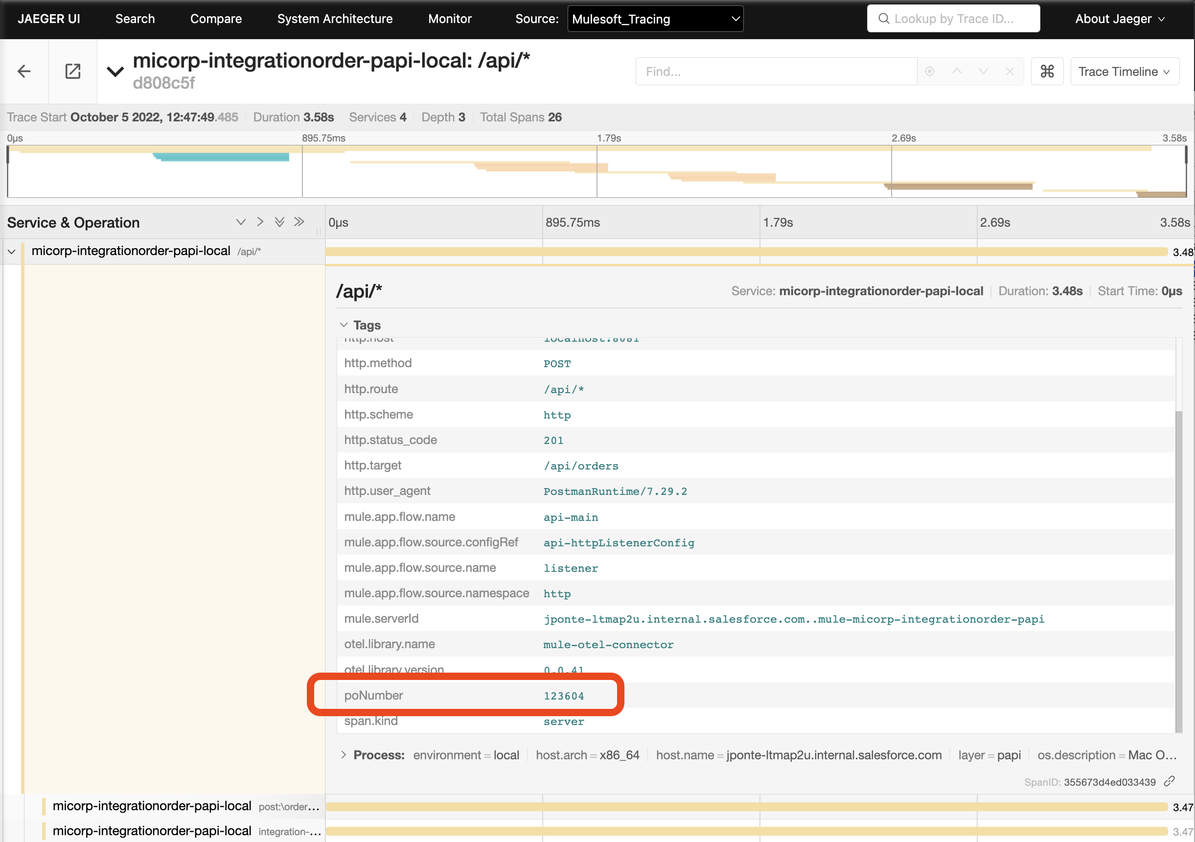 Example, querying business data on tags results 