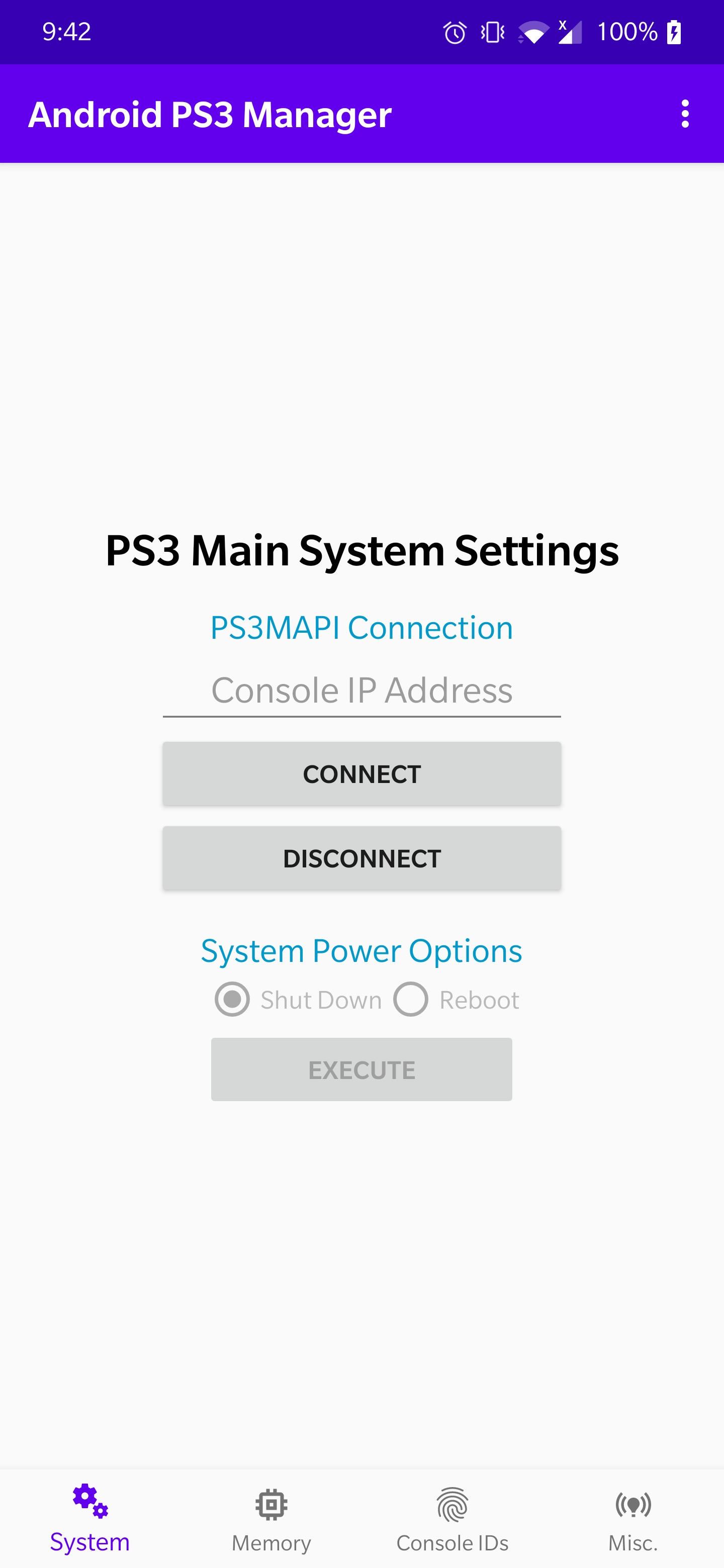 System screen