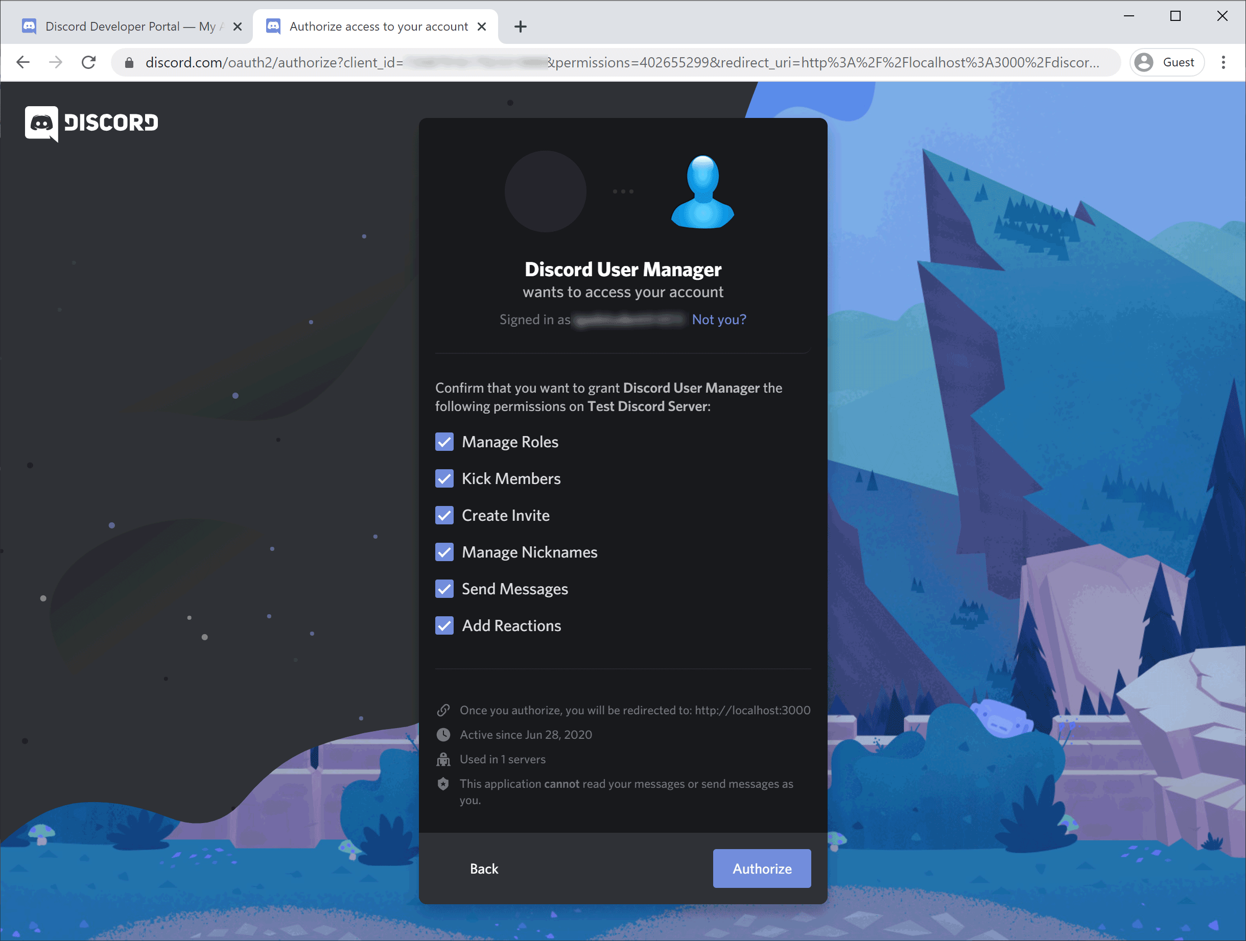 Authorize Discord User Manager