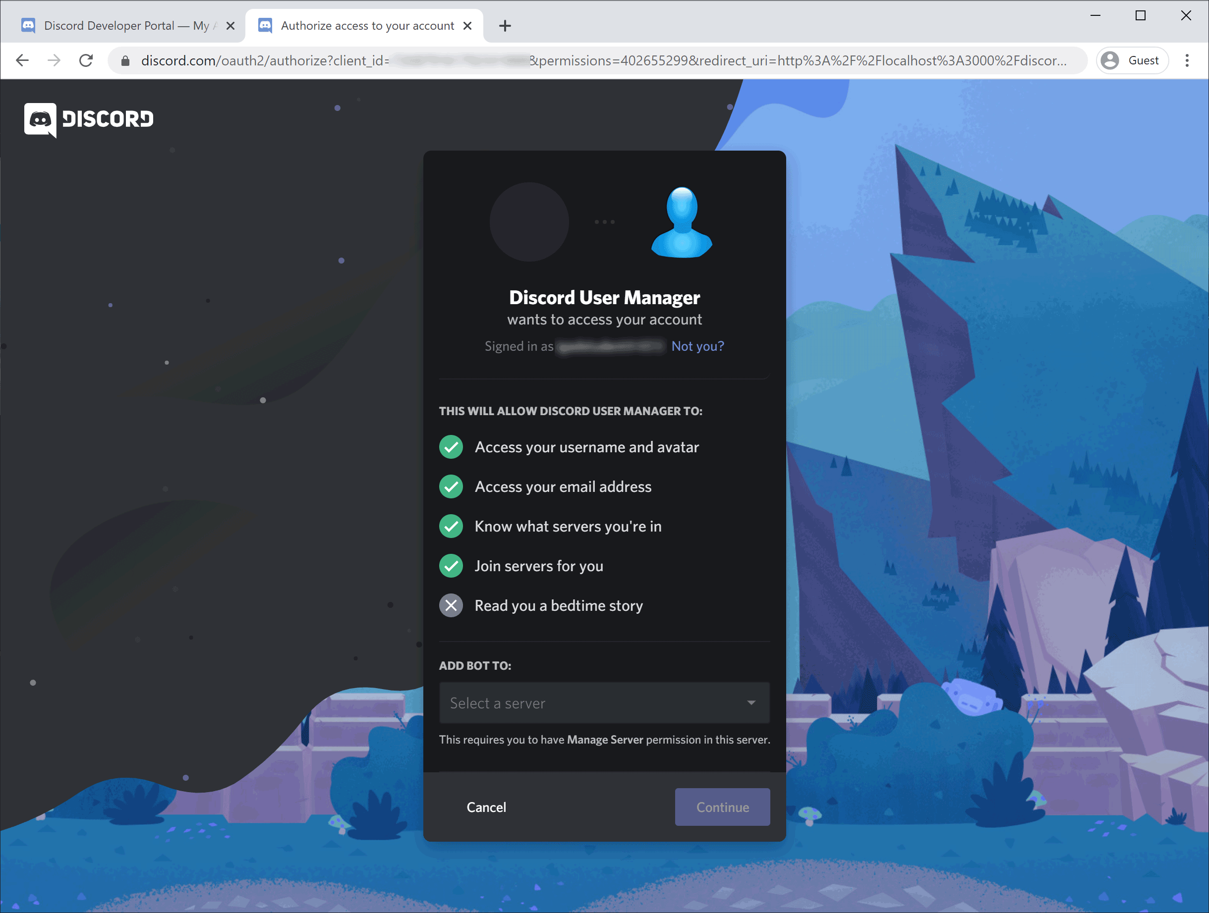 Authorize Discord User Manager